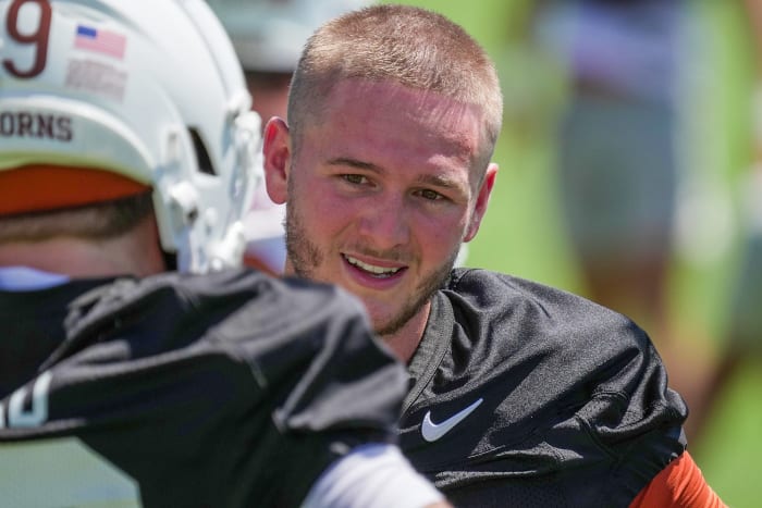 Texas Longhorn quarterback Quinn Ewers (3) looks on as he prepares to run drills during their second day of preseason practice at the Denius Fields on Thursday, Aug. 3, 2023.3